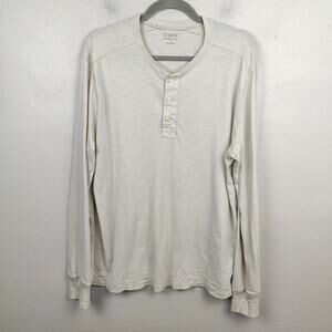 J.Crew Garment-Dyed Slub Cotton Henley Shirt Mens Large‎ Off-White Cotton Preppy
